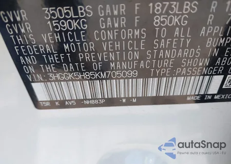 2019 Honda Fit Ex from USA, damaged, VIN 3HGGK5H85KM705099